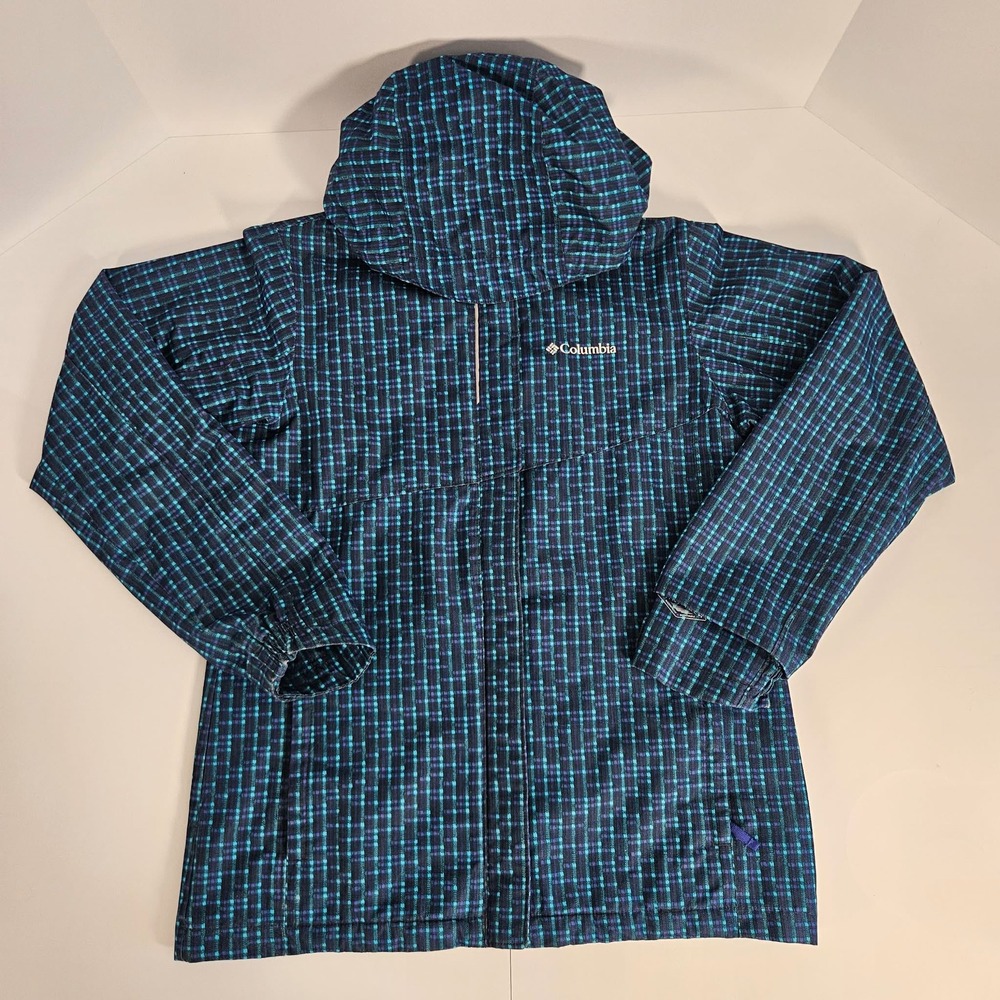 Columbia Omni-Tech Interchange Jacket Boys Large 14/16 Blue Plaid Waterproof